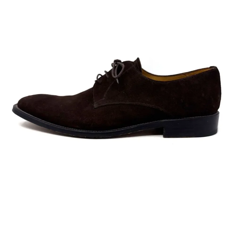 Russell & Bromley London Derby Shoes Mens US 11 Dark Brown Suede Lace Up Career
